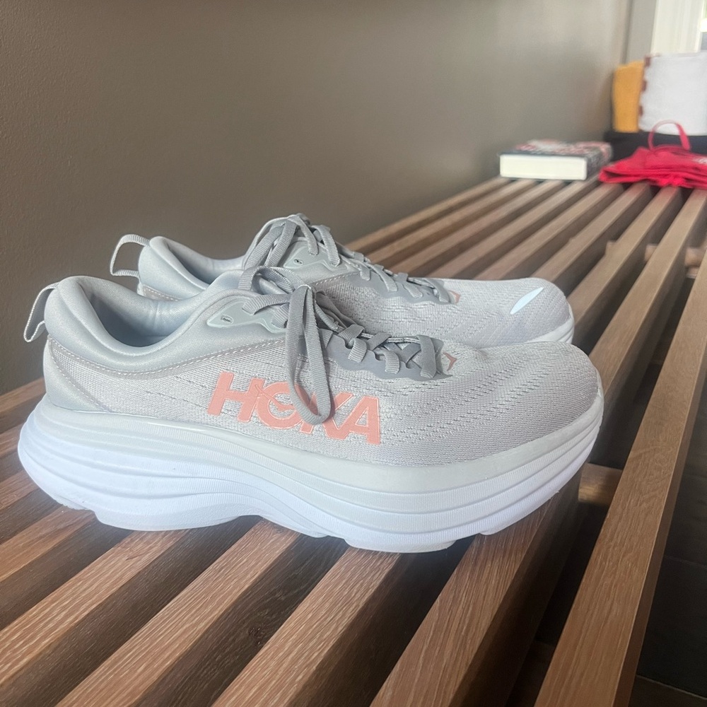 Hoka Women's Gray and Pink Athletic Shoes